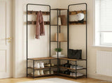 Coat Stand with Shoes Bench Old Wood 143 x 30 x 199.5 cm 8012048