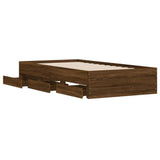 Bed Frame with Drawers without Mattress Brown Oak 90x190 cm Single 3207328