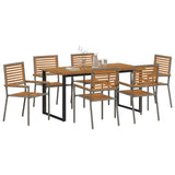 Garden Dining Set 7 pcs Grey Solid Acacia Wood 3365461