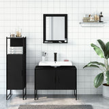 3 Piece Bathroom Cabinet Set Black Engineered Wood 3214349