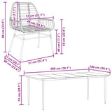 9 Piece Garden Dining Set Black Poly Rattan Glass 3334442