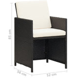 9 Piece Outdoor Dining Set with Cushions Poly Rattan Black 42597