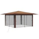 Gazebo with 4 Sidewalls 4 x 4 m Beige and Brown 42036821