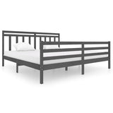 3100676 Bed Frame without Mattress Grey Solid Wood 200x200 cm