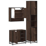 3 Piece Bathroom Furniture Set Brown Oak Engineered Wood 3301119