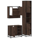 ZNTS 3 Piece Bathroom Furniture Set Brown Oak Engineered Wood 3301119