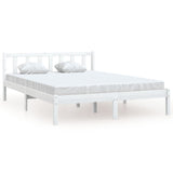 810063 Bed Frame without Mattress White Solid Wood 140x190 cm