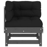 Corner Sofa Grey Solid pine wood, Oxford fabric Medium Modular 825452