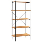 5-Tier Shelving Unit Black and Oak 80x40x163 cm 336348