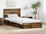 Bed Frame with Drawer Smoked Oak 100 x 200 cm Engineered Wood 3412008