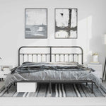 Metal Bed Frame without Mattress with Headboard Black 193x203cm 352584
