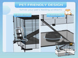3 Tiers Hamster Cage, Gerbil Cage with Deep Glass Bottom, Non-Slip Ramps, Platforms, Hut, Exercise T3398P350087