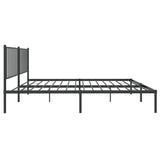 Metal Bed Frame without Mattress with Headboard Black 160x200cm 350867