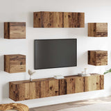 7 Piece TV Cabinet Set Wall-mounted Old Wood Engineered Wood 3329209