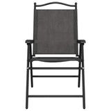 Folding Garden Chairs 2 pcs Melange Grey Steel and Textilene 360197