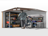 9 x 6ft Metal Garden Shed, Outdoor Storage Tool House with Ventilation Slots, Foundation Kit and T3398P325277