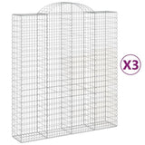 Arched Gabion Baskets 3 pcs 200x50x220/240 cm Galvanised Iron 3146447