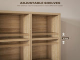 CD Storage Unit with Adjustable Shelves, 89 x 130.5 cm, Nature Wood Finish T3398P343474