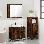 ZNTS 3 Piece Bathroom Furniture Set Smoked Oak Engineered Wood 3300957