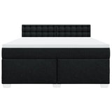 ZNTS Box Spring Bed with Mattress Black 180x200 cm Fabric 3285983