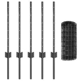 Fence with Posts Grey 0.6 x 10 m Steel 3336130