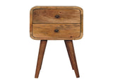 Solid Wood Mini Oak-ish Curved Bedside, 2 Drawers B2743P402931