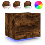 Wall-mounted Bedside Cabinets with LED Lights 2 pcs Smoked Oak 836821