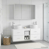 Bathroom Furniture Set 4 pcs White Engineered Wood and Glass 3407023