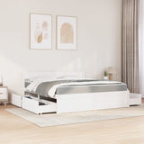 Bed with Drawers and Mattress White 180x200 cm Super King Solid Wood Pine 3281890