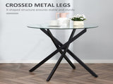 Dining Table with Clear Tempered Glass Top, Round Table with Metal Legs, Modern Kitchen Table for T3398P329932