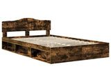 Bed Frame Smoked Oak 120 x 190 cm Solid Pine Wood 3412929