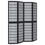 Room Divider 4 Panels Black Solid Wood Paulownia 358770