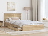 Storage Bed with Drawer Sonoma Oak 100 x 200 cm Engineered Wood 3410828