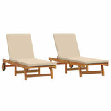 Sun Lounger Reclining 2-person 2 pcs Brown Solid Acacia Wood 3325196