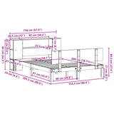 Bookcase Bed without Mattress 150x200 cm King Size Solid Wood Pine 3322634