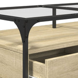 ZNTS Coffee Table with Glass Top Sonoma Oak 98.5x50x45 cm Steel 846045