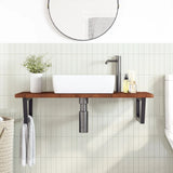 Basin Shelf Wall Mounted Steel and Solid Wood Oak 3302407