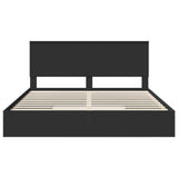 Storage Bed with Headboard Black 200 x 200 cm Engineered Wood 3409518