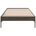 ZNTS Bed Frame Brown Oak 90x190 cm Single Engineered Wood and Metal 845055