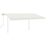 ZNTS Manual Retractable Awning with Posts 4x3.5 m Cream 3070017