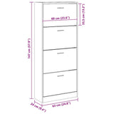 Shoe Cabinet Grey Sonoma 63x24x147 cm Engineered Wood 342548