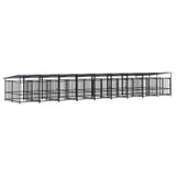 Outdoor Dog Kennel with Roof Steel 16.89 m 3124596