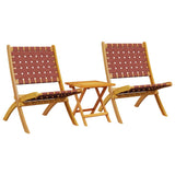 Folding Chairs 2 pcs with Table Red Solid Wood 3214220