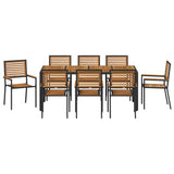 Garden Dining Set 9 pcs Black and Brown Poly Rattan 3365444