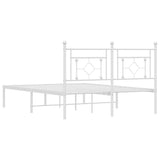 Metal Bed Frame without Mattress with Headboard White 140x190cm 374388
