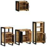 Bathroom Furniture Set with Shelf 4 pcs Brown Solid Mango Wood 3305646