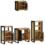 Bathroom Furniture Set with Shelf 4 pcs Brown Solid Mango Wood 3305646