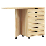 Rolling Cabinet with Desk MOSS Clear Varnish Solid Pine wood 42032404