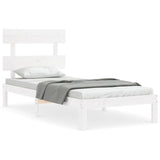 Bed Frame without Mattress White Single Solid Wood Pine 3193497