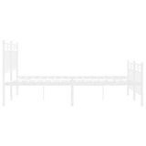 Metal Bed Frame without Mattress with Footboard White 120x190cm 373755